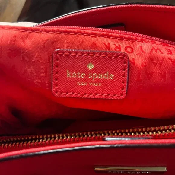 Kate Spade Crab Red Leather Laurel Way Evangelie Crossbody Satchel handbag Purse